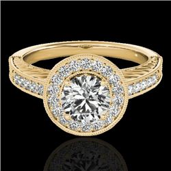 1.5 CTW H-SI/I Certified Diamond Solitaire Halo Ring 10K Yellow Gold - REF-200Y2K - 33744
