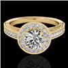 Image 1 : 1.5 CTW H-SI/I Certified Diamond Solitaire Halo Ring 10K Yellow Gold - REF-200Y2K - 33744