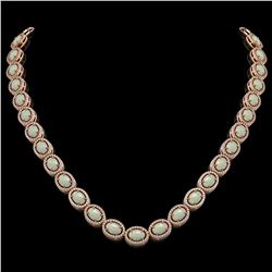 32.42 CTW Opal & Diamond Halo Necklace 10K Rose Gold - REF-670A8X - 40569