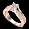 Image 1 : 1.01 CTW Cushion VS/SI Diamond Solitaire Micro Pave Ring 18K Rose Gold - REF-200M2H - 37161