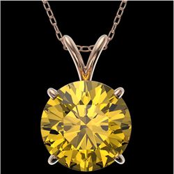 2.50 CTW Certified Intense Yellow SI Diamond Solitaire Necklace 10K Rose Gold - REF-687N2Y - 33249