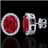 Image 2 : 5.50 CTW Ruby & Micro VS/SI Diamond Halo Solitaire Earrings 18K White Gold - REF-81N8Y - 20257