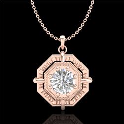 0.75 CTW VS/SI Diamond Solitaire Art Deco Stud Necklace 18K Rose Gold - REF-202M5H - 36879