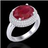Image 1 : 4.50 CTW Ruby & Micro Pave VS/SI Diamond Ring 18K White Gold - REF-119T6M - 20922