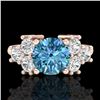 Image 2 : 2.1 CTW Intense Blue Diamond Solitaire Engagement Classic Ring 18K Rose Gold - REF-270Y9K - 37608