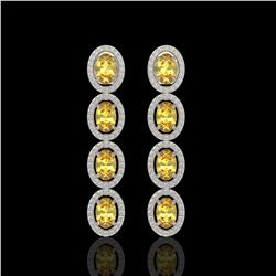 5.4 CTW Fancy Citrine & Diamond Halo Earrings 10K White Gold - REF-102H2A - 40544