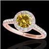 Image 1 : 1.7 CTW Certified Si/I Fancy Intense Yellow Diamond Solitaire Halo Ring 10K Rose Gold - REF-343Y6K -