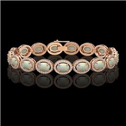 14.24 CTW Opal & Diamond Halo Bracelet 10K Rose Gold - REF-298F2N - 40617
