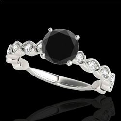 1.5 CTW Certified VS Black Diamond Solitaire Ring 10K White Gold - REF-64H2A - 34883