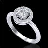 Image 2 : 0.70 CTW Micro Pave Halo Solitaire VS/SI Diamond Ring 18K White Gold - REF-110W8F - 23287