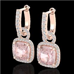 5.50 CTW Morganite & Micro Pave VS/SI Diamond Halo Earrings 14K Rose Gold - REF-152Y8K - 22967