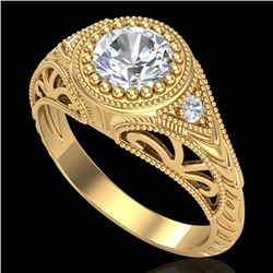 1.07 CTW VS/SI Diamond Art Deco Ring 18K Yellow Gold - REF-321F2N - 36886