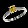 Image 2 : 0.74 CTW Certified Intense Yellow SI Diamond Solitaire Engagement Ring 10K White Gold - REF-92K5W - 