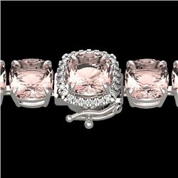 35 CTW Morganite & Micro Pave VS/SI Diamond Halo Bracelet 14K White Gold - REF-494H4A - 23315