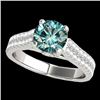 Image 1 : 2.11 CTW Si Certified Fancy Blue Diamond Pave Ring 10K White Gold - REF-272W8F - 35469