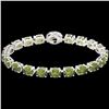 Image 2 : 17.25 CTW Green Tourmaline & VS/SI Diamond Tennis Micro Halo Bracelet 14K White Gold - REF-172W8F - 