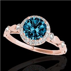 1.25 CTW Si Certified Fancy Blue Diamond Solitaire Halo Ring 10K Rose Gold - REF-160M2H - 33622