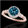 Image 1 : 1.25 CTW Si Certified Fancy Blue Diamond Solitaire Halo Ring 10K Rose Gold - REF-160M2H - 33622