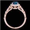 Image 2 : 1.25 CTW Si Certified Fancy Blue Diamond Solitaire Halo Ring 10K Rose Gold - REF-160M2H - 33622