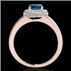Image 2 : 1.43 CTW Si Certified Fancy Blue Diamond Solitaire Halo Ring 10K Rose Gold - REF-169H3A - 33667