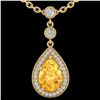 Image 2 : 2.25 CTW Citrine & Micro Pave VS/SI Diamond Necklace 18K Yellow Gold - REF-46Y2K - 23132
