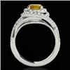 Image 2 : 2 CTW Certified Si/I Fancy Intense Yellow Diamond Solitaire Halo Ring 10K White Gold - REF-236K4W - 