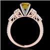 Image 2 : 2 CTW Certified Si/I Fancy Intense Yellow Diamond Pave Solitaire Ring 10K Rose Gold - REF-221M8H - 3