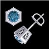 Image 4 : 1.15 CTW Fancy Intense Blue Diamond Art Deco Stud Earrings 18K White Gold - REF-127H3A - 38041