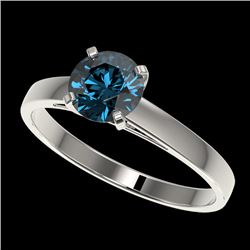 1 CTW Certified Intense Blue SI Diamond Solitaire Engagement Ring 10K White Gold - REF-115M8H - 3298