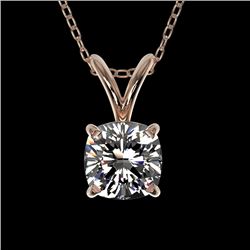 0.50 CTW Certified VS/SI Quality Cushion Cut Diamond Necklace 10K Rose Gold - REF-79T5M - 33170