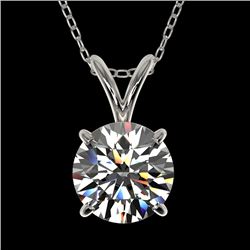 1.25 CTW Certified H-SI/I Quality Diamond Solitaire Necklace 10K White Gold - REF-240H2A - 33201