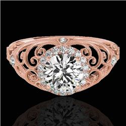 1.22 CTW H-SI/I Certified Diamond Solitaire Halo Ring 10K Rose Gold - REF-236X4T - 33779