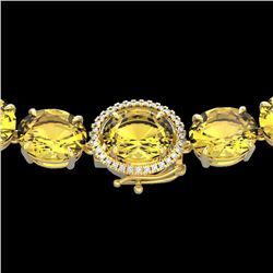 175 CTW Citrine & VS/SI Diamond Halo Micro Solitaire Necklace 14K Yellow Gold - REF-535K5W - 22293