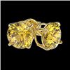 Image 4 : 1.92 CTW Certified Intense Yellow SI Diamond Solitaire Stud Earrings 10K Yellow Gold - REF-297Y2K - 