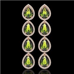 10.48 CTW Tourmaline & Diamond Halo Earrings 10K Rose Gold - REF-195N6Y - 41304