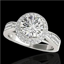 1.65 CTW H-SI/I Certified Diamond Solitaire Halo Ring 10K White Gold - REF-180M2H - 34405
