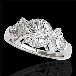 1.56 CTW H-SI/I Certified Diamond Solitaire Halo Ring 10K White Gold - REF-209K3W - 34328