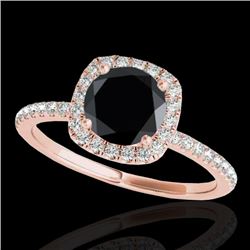 1.25 CTW Certified VS Black Diamond Solitaire Halo Ring 10K Rose Gold - REF-55W3F - 33329