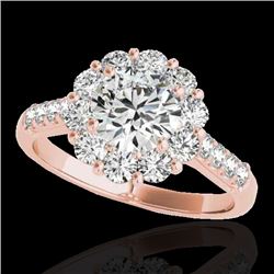 2 CTW H-SI/I Certified Diamond Solitaire Halo Ring 10K Rose Gold - REF-207A3X - 33419