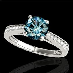 1.25 CTW Si Certified Fancy Blue Diamond Solitaire Ring 10K White Gold - REF-158M2H - 35010