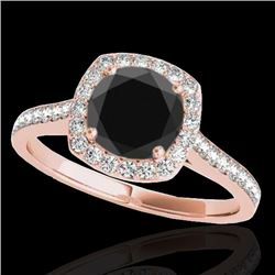 1.65 CTW Certified VS Black Diamond Solitaire Halo Ring 10K Rose Gold - REF-67Y5K - 34197