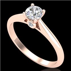 0.4 CTW VS/SI Diamond Solitaire Art Deco Ring 18K Rose Gold - REF-58H2A - 37278