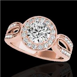 1.4 CTW H-SI/I Certified Diamond Solitaire Halo Ring 10K Rose Gold - REF-180H2A - 34559