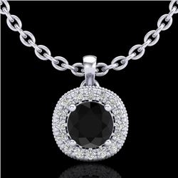 1.1 CTW Fancy Black Diamond Solitaire Art Deco Stud Necklace 18K White Gold - REF-79N3Y - 37996