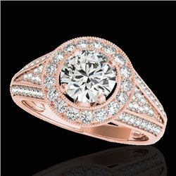 2.17 CTW H-SI/I Certified Diamond Solitaire Halo Ring 10K Rose Gold - REF-371W6F - 33977