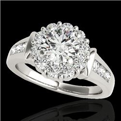 1.9 CTW H-SI/I Certified Diamond Solitaire Halo Ring 10K White Gold - REF-206M4H - 34292