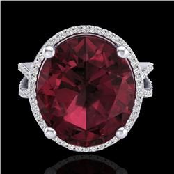 10 CTW Garnet & Micro Pave VS/SI Diamond Halo Ring 18K White Gold - REF-80A2X - 20963