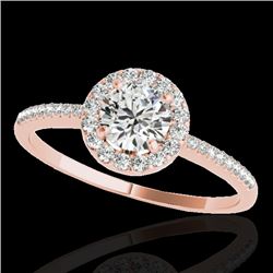 1.2 CTW H-SI/I Certified Diamond Solitaire Halo Ring 10K Rose Gold - REF-150Y9K - 33500