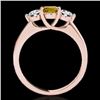 Image 2 : 2 CTW Certified Si/I Fancy Intense Yellow Diamond 3 Stone Solitaire Ring 10K Rose Gold - REF-281W8F 
