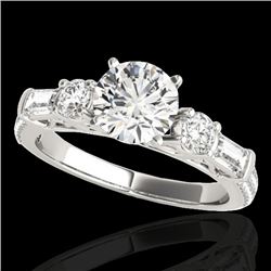2 CTW H-SI/I Certified Diamond Pave Solitaire Ring 10K White Gold - REF-221H8A - 35471